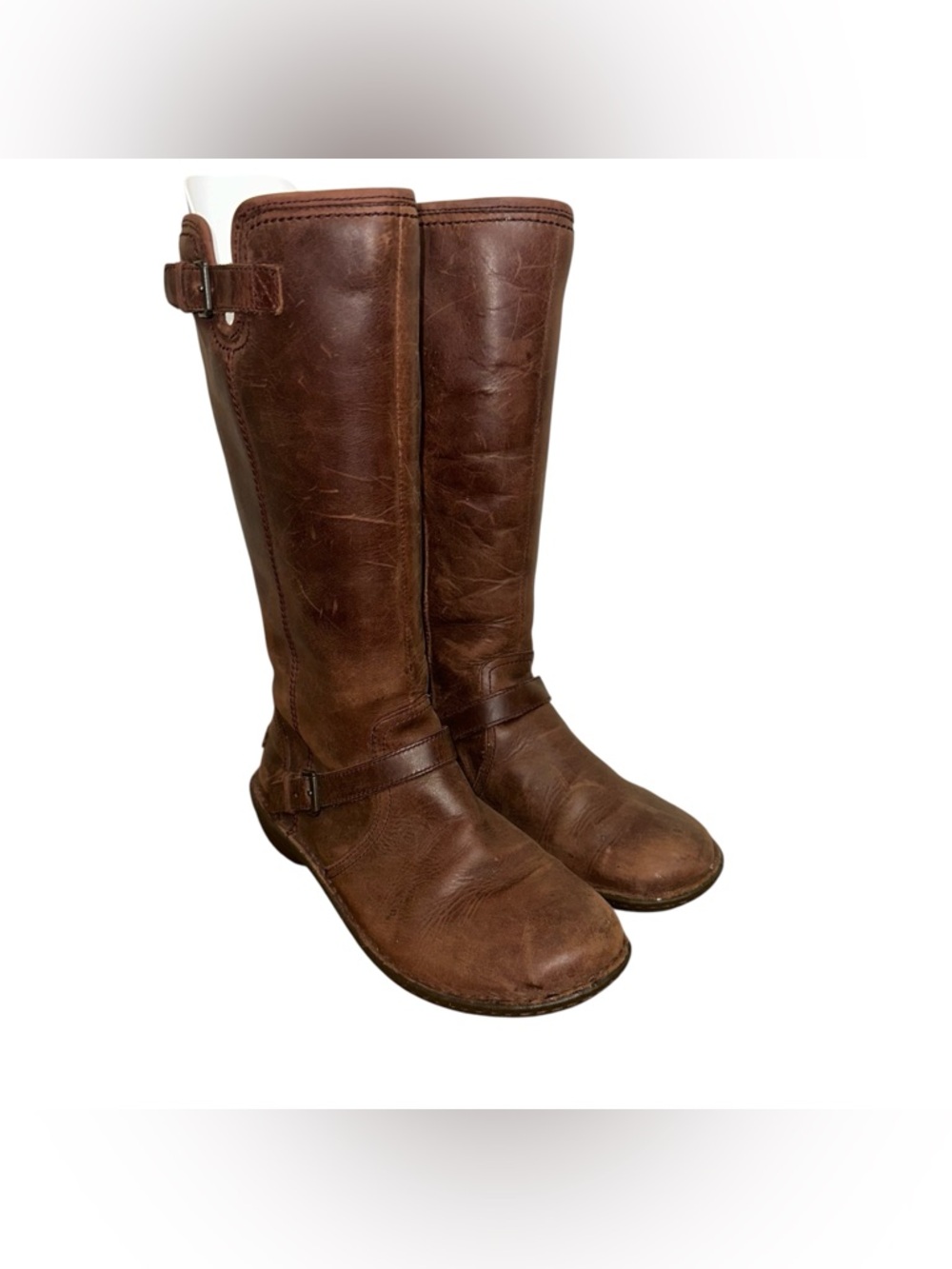 UGG Tupelo Boots Women’s 9 Brown Leather Shearling Lined Tall Riding Winter Y2K